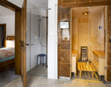 Bathroom with soft HydroSauna Ametyst